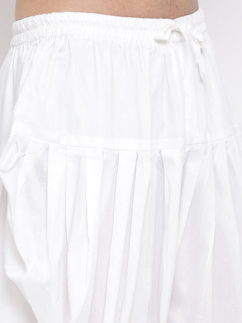 Vastramay Men's Blue Cotton Blend Kurta and Dhoti Set